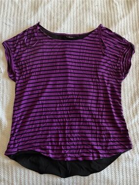 Apt. 9 Purple and Black Striped Blouse Shirt Top